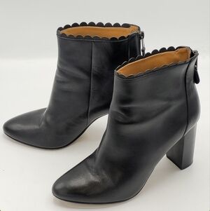 Coach Terence Scallop Soft Shine Calf Ankle Boots in Black Leather Size 10 B